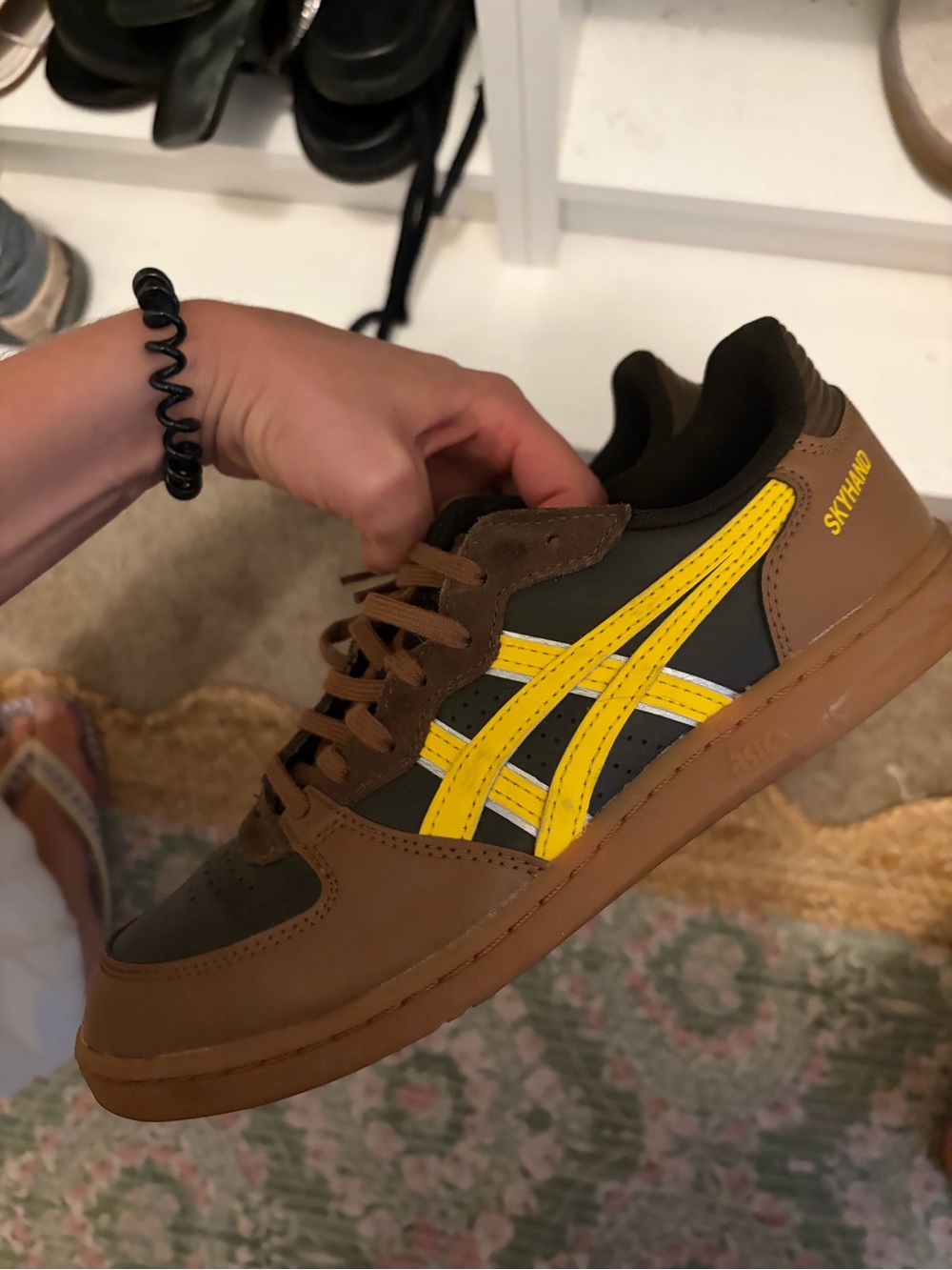 Asics Brown & Yellow Low-Top Sneakers